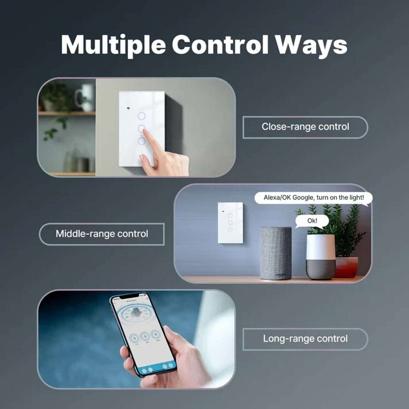 MOES WiFi Smart Wall Light Switch Glass Touch Alexa Google Tuya App Remote Voice