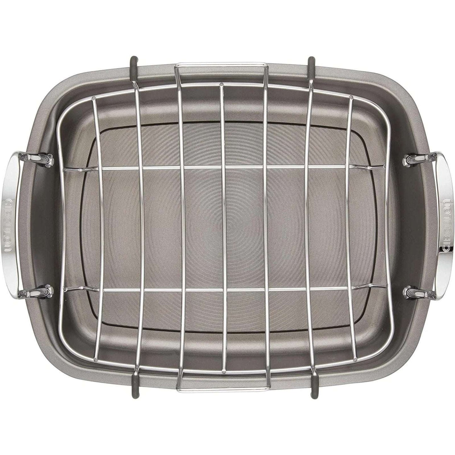 Circulon Nonstick Roasting Pan / Roaster w/ Rack - 17 Inch x 13 Inch 24lbs Gray