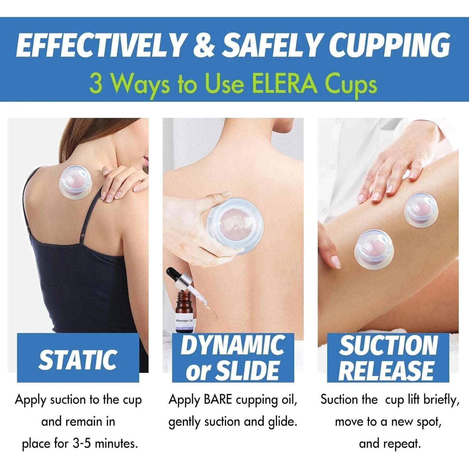 ELERA 7Pc Silicone Cupping Therapy Set, Chinese Massage for Cellulite Reduction