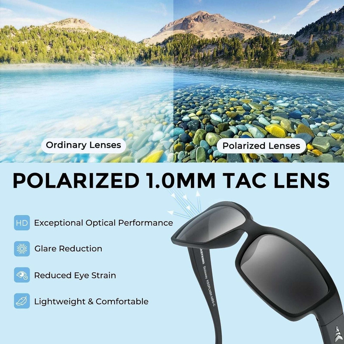 Kastking Skidaway Matte Blackout Polarized Smoke Lens Sunglasses KSGPLNSK-MBS-C