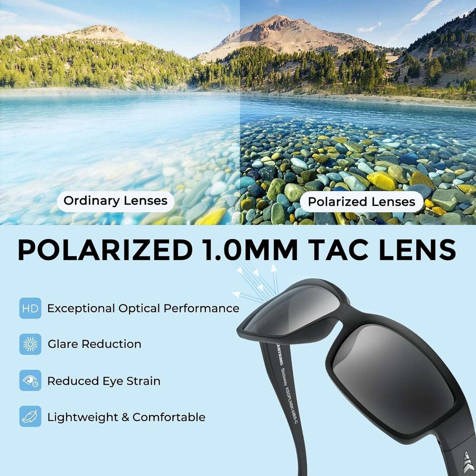 Kastking Skidaway Matte Blackout Polarized Smoke Lens Sunglasses KSGPLNSK-MBS-C