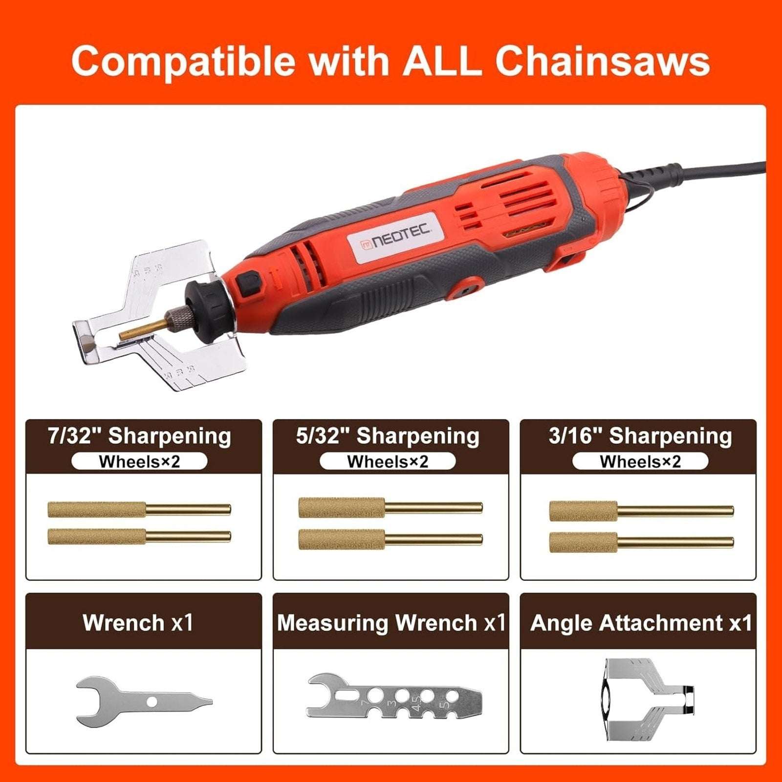 Electric Chainsaw Sharpener Tool Kit w Titanium-Plated Diamond Bit 8000-30000RPM