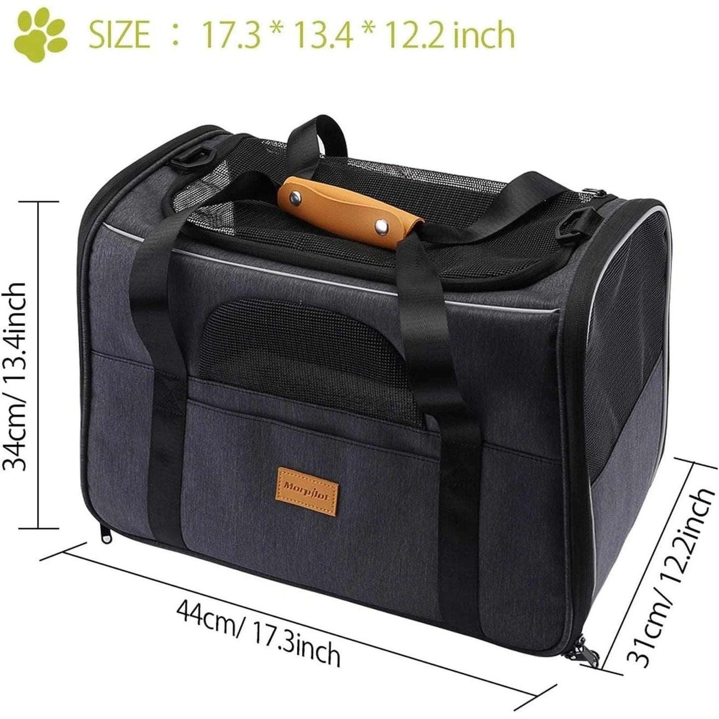 Morpilot Pet Carrier, Portable Travel Bag for Cats/Small Dogs Airline Approved
