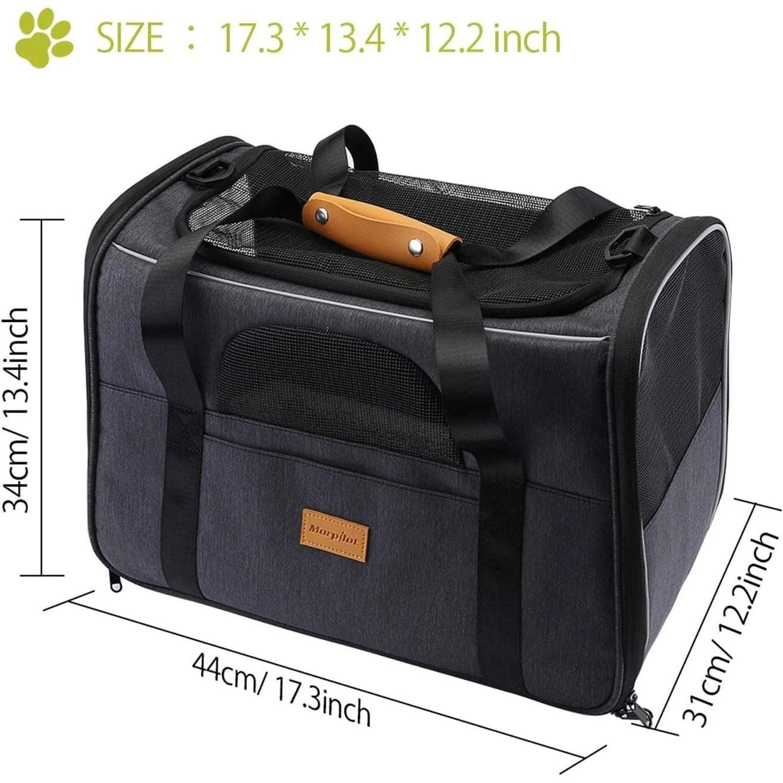 Morpilot Pet Carrier, Portable Travel Bag for Cats/Small Dogs Airline Approved