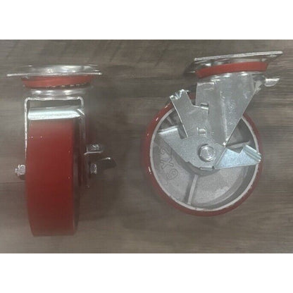 HOLKIE 6" Heavy Duty Industrial Swivel Caster Wheels w Brakes 1000lbs per caster