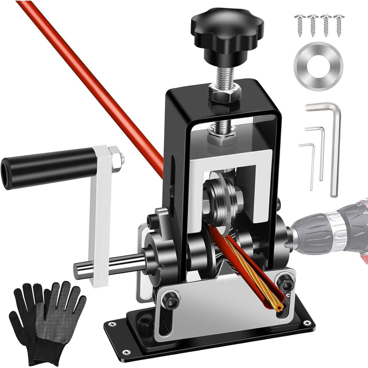 Wire Stripper Drill-Powered Manual Dual Drive 0.06"-1" Copper Stripping Tool