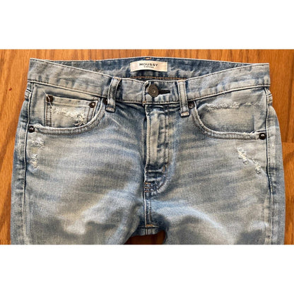MOUSSY Vintage Blue Distressed High Waist Jeans Size 26 Japan Made