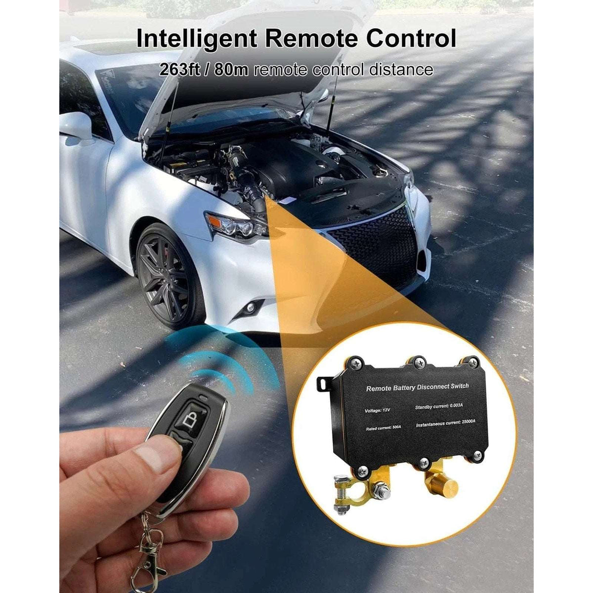 500A Remote Battery Disconnect Kill Switch 12V for Car Truck RV Heavy Duty Kit