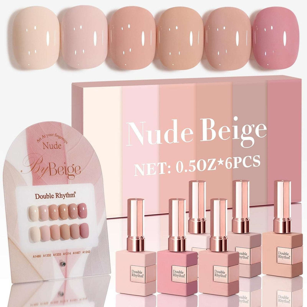 Double Rhythm 6 Pcs 15 ML Gel Polish Set(Pack of 6) Nude Beige Pink Neutral Rose