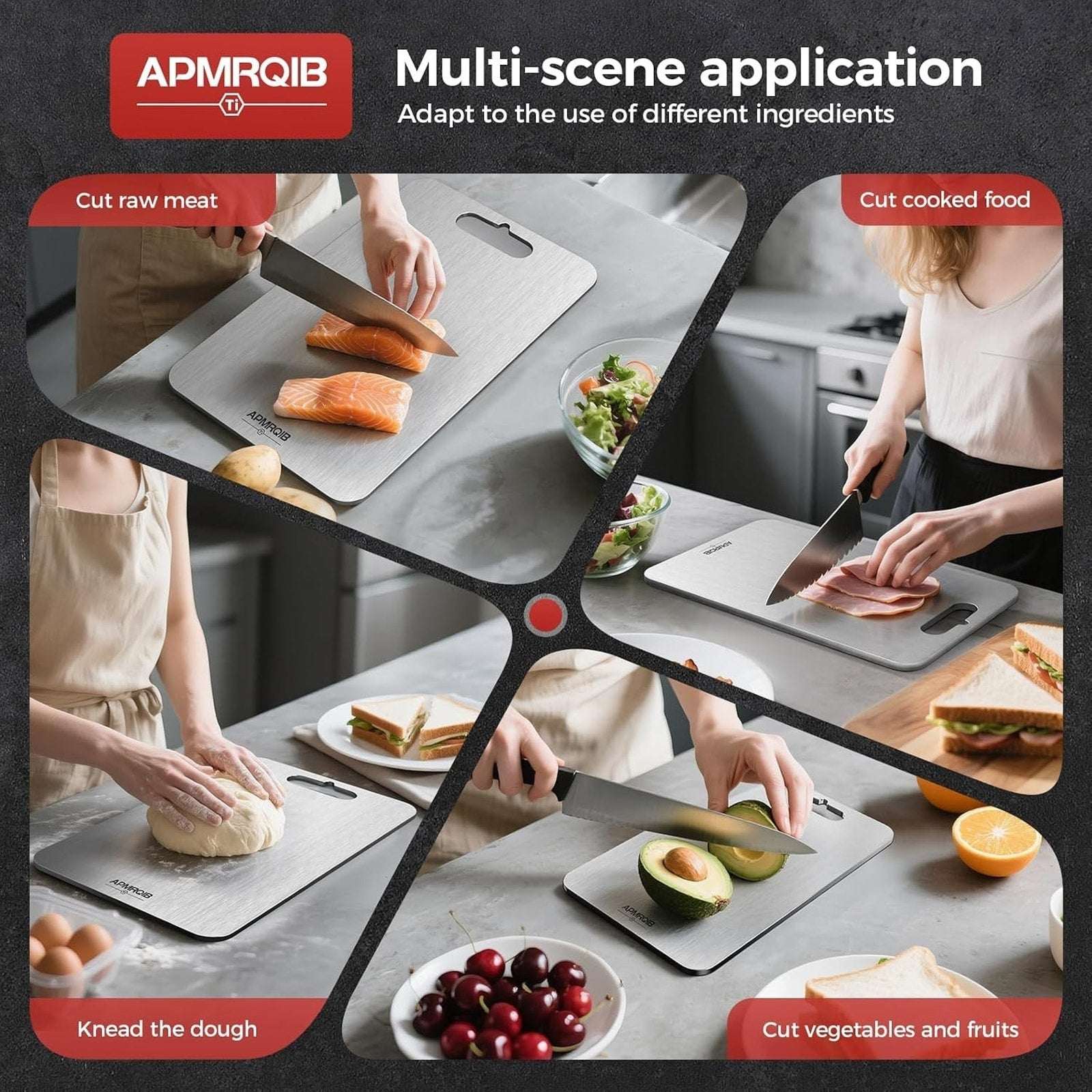 APMRQIB 3-Pack 100% Pure Titanium Cutting Boards Double Sided Dishwasher Safe