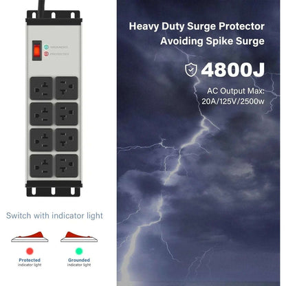 Heavy Duty Power Strip Surge Protector 20 AMP 8 Outlets 12 Gauge 20Ft Industrial