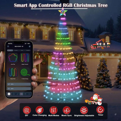 8' Smart 340 LED Christmas Tree App Control RGB Lighted Cone Music Sync DIY IP65