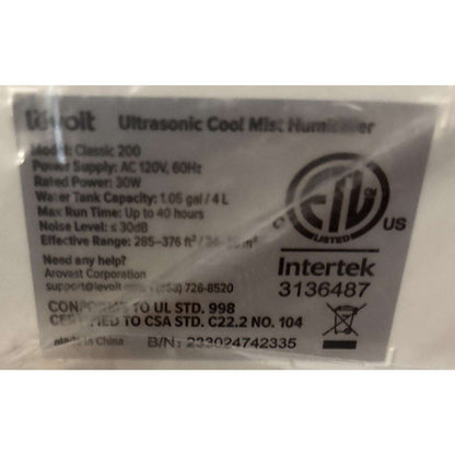 Levoit 4L Ultrasonic Cool Mist Humidifier & Aromatherapy Diffuser Auto-Off Quiet