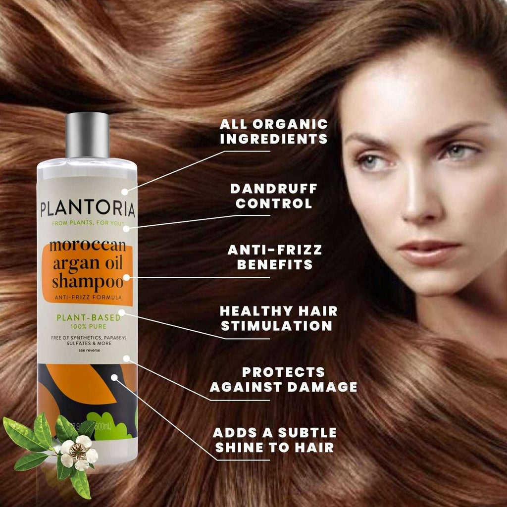 2 x Plantoria Moroccan Argan Oil Shampoo w/ Coconut & Jojoba Dandruff Anti-Frizz