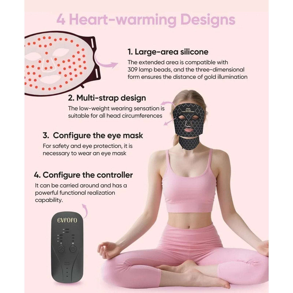 EVFOFO Therapy Mask for Face & Neck , Blue Red Light Therapy Mask, 7 Colors