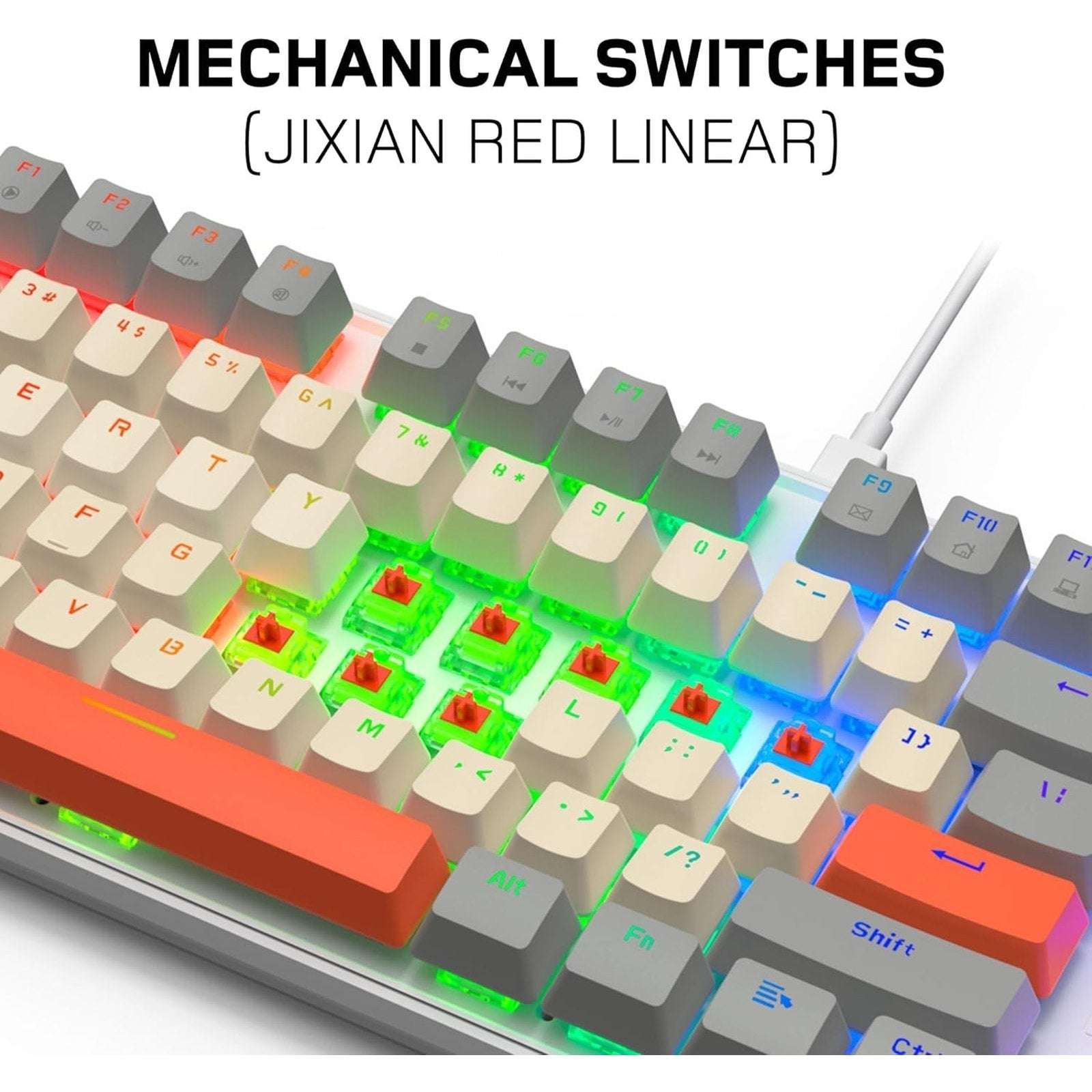 Retro EVO TKL 87 Mechanical Gaming Keyboard w Linear Switches Rainbow Lighting E