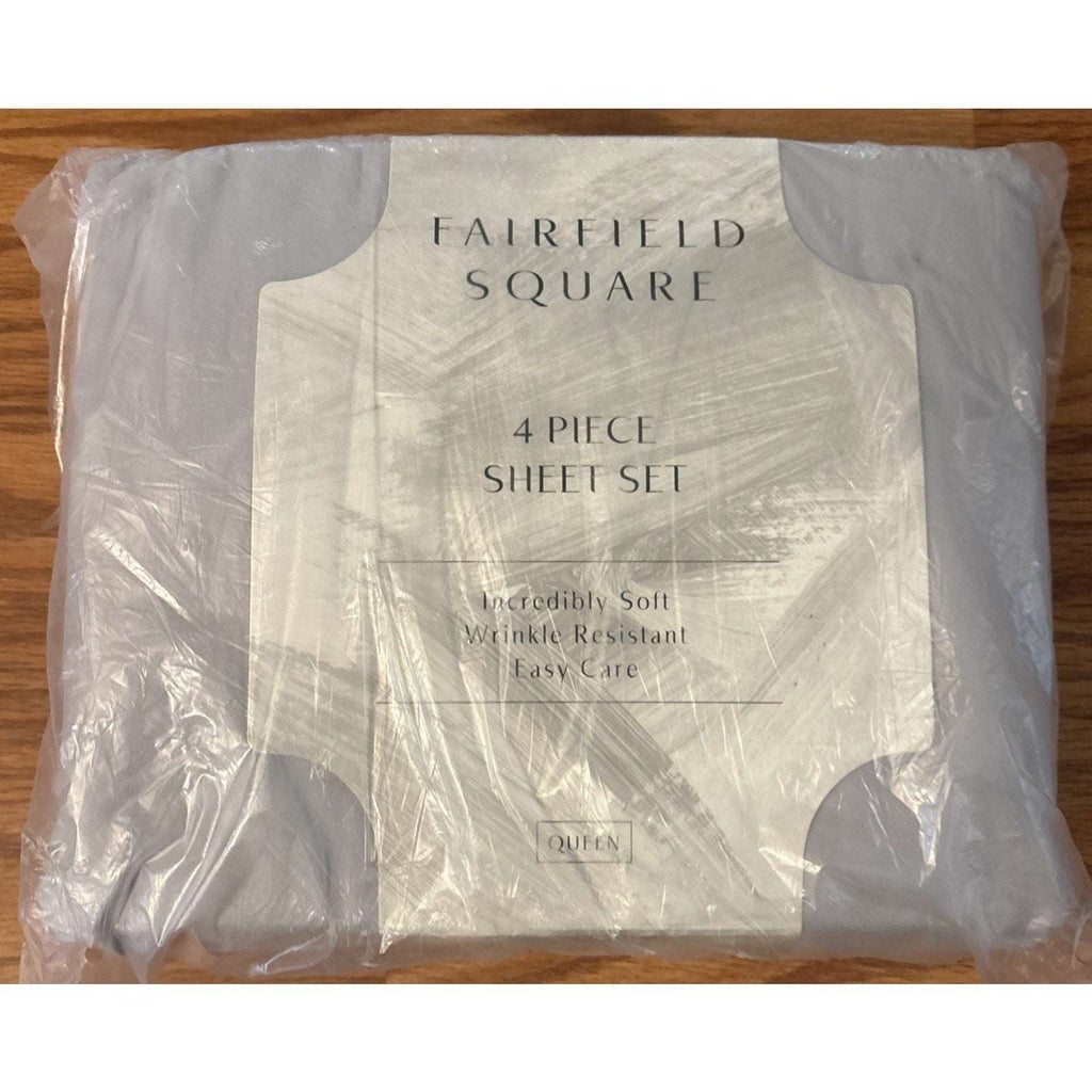 FAIRFIELD SQUARE ULTRA SOFT Wrinkle Resistant 4PC Sheet Set Pewter Gray QUEEN