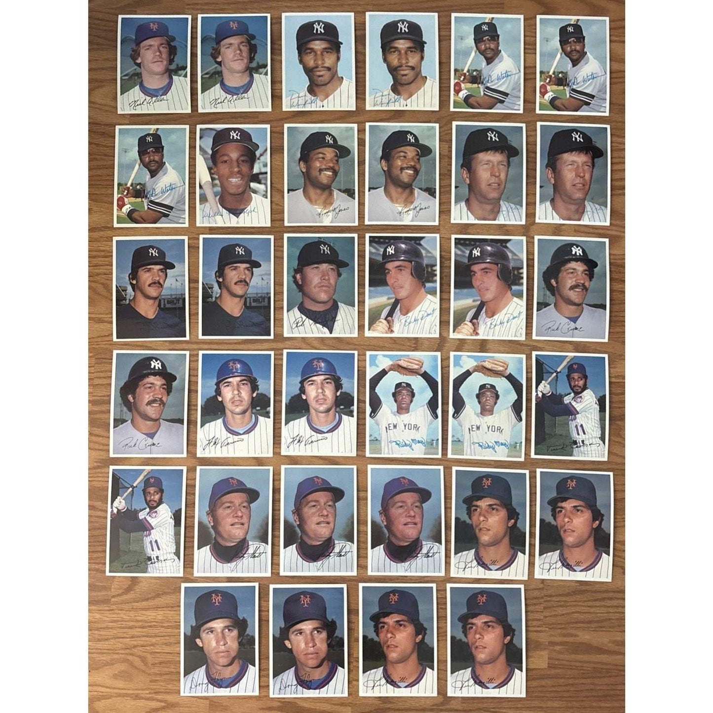 Lot Of 34 1981 Topps Baseball GIANT PHOTO CARDS Home Team NY Yankees / Mets