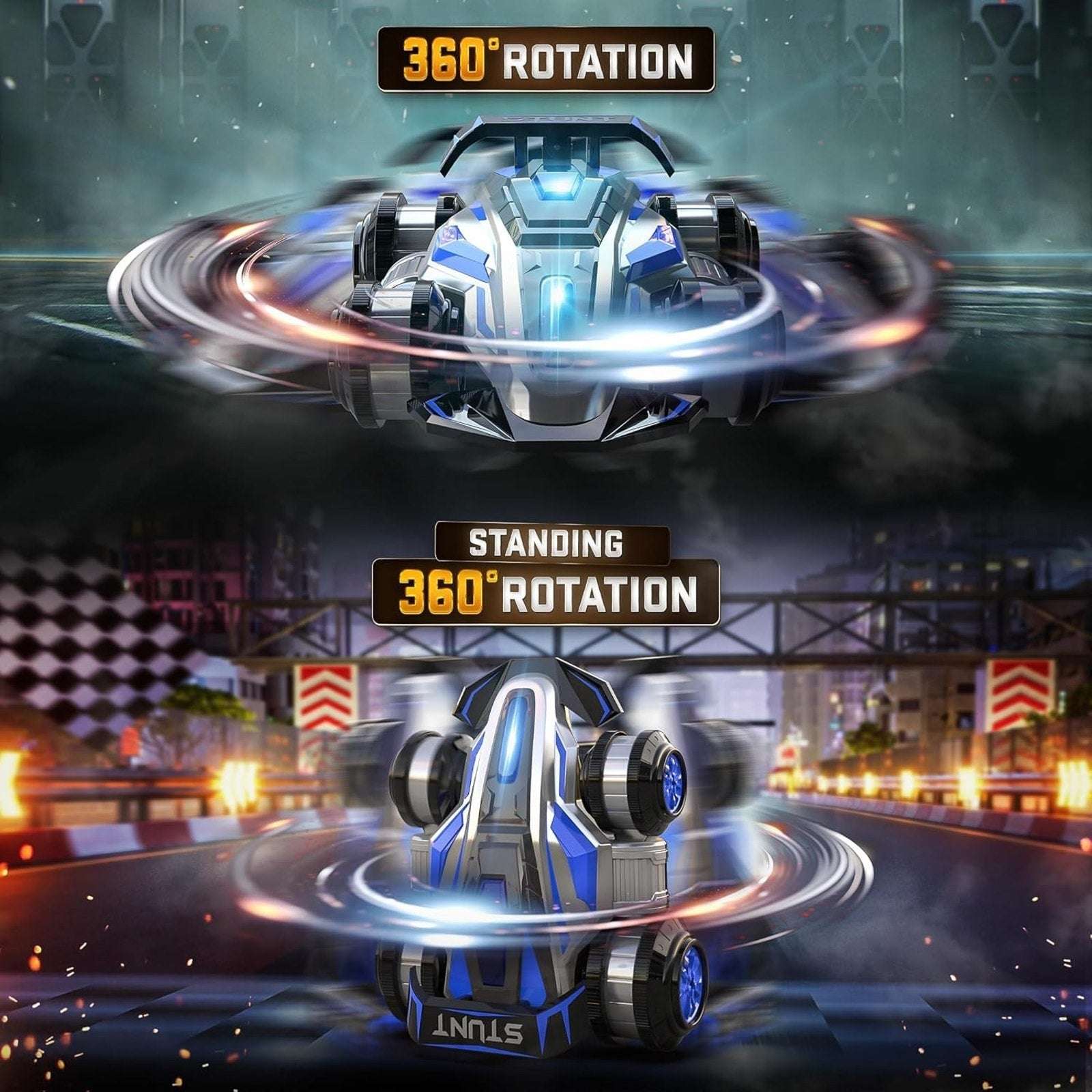 Bezgar 4WD RC Drift Stunt Car 360° Spin, Walking, Music, Lights, Rechargeable,