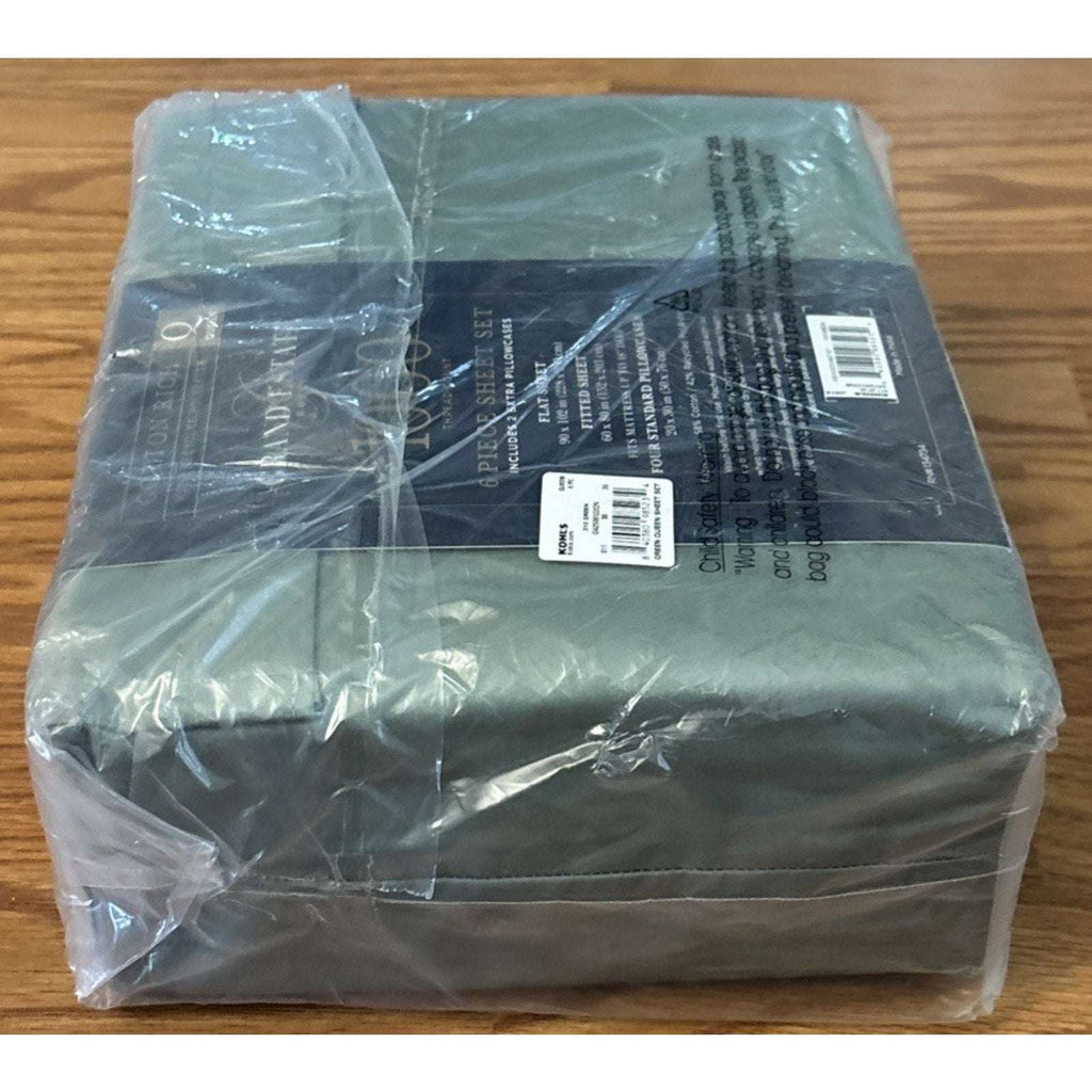 Grand Estate Hotel 1000 TC Cotton 6PC Queen Sheet Set Deep Pocket in Olive Green