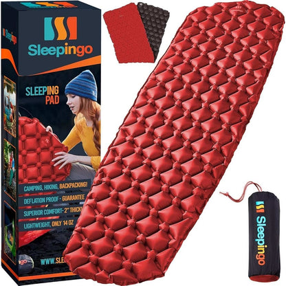 Sleepingo Sleeping Pad Ultralight Camping Waterproof Mat Inflatable Mattress RED