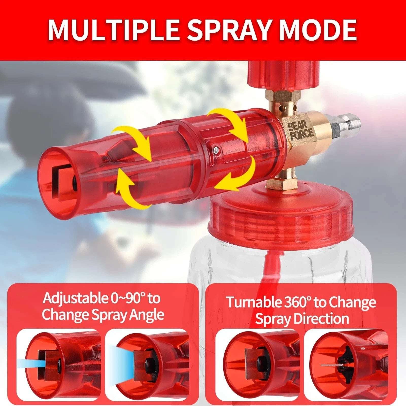 BEAR FORCE 360° Rotating Big Mouth Snow Foam Lance Generator 1/4” Quick Connect