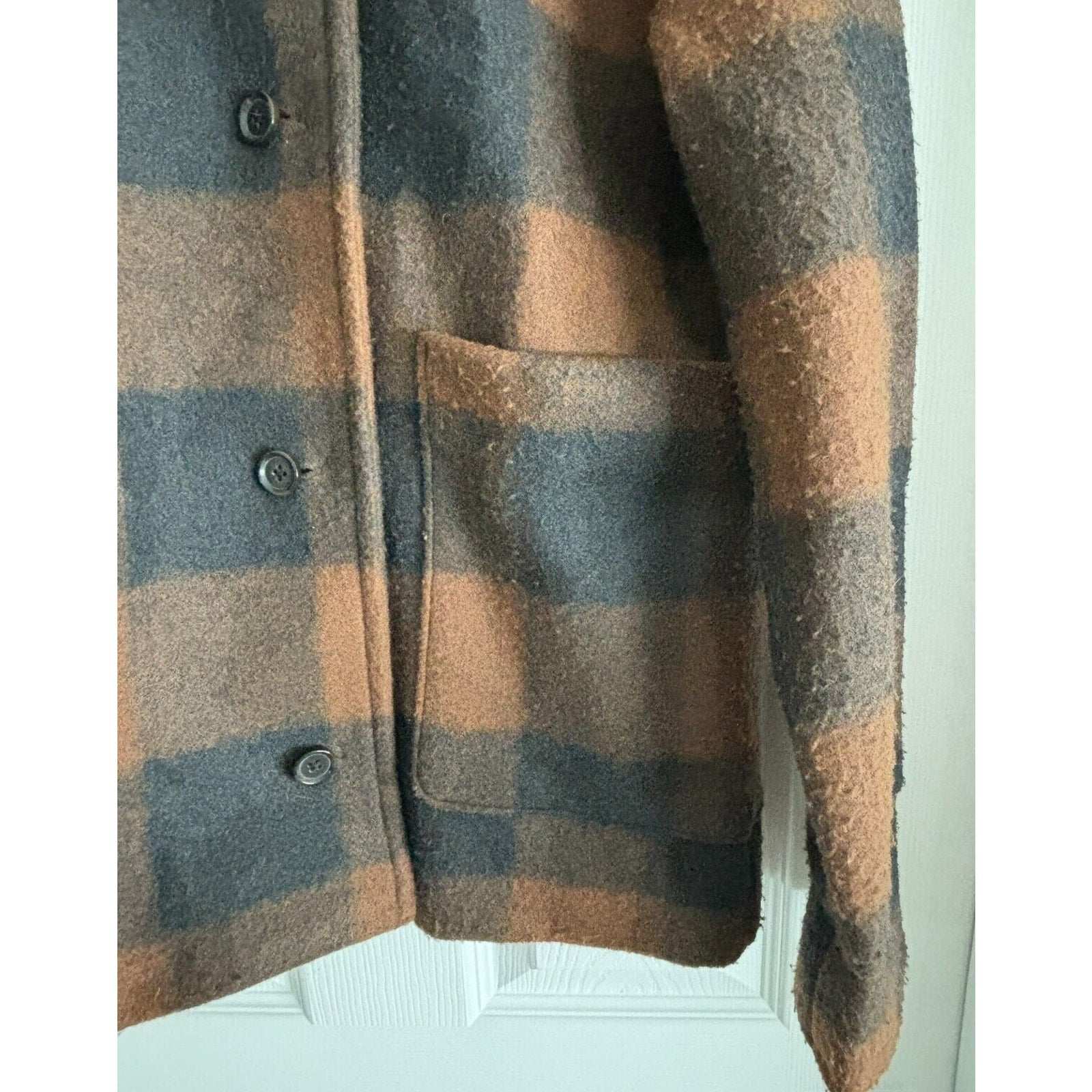 Banana Republic Womens Cinnamon & Spice Buffalo Plaid Jacket Coat Size XS NEW
