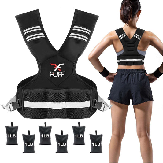 FUFF 4-10lb Adjustable Weighted Vest w/ 6 Ironsand Weights for Strength Training