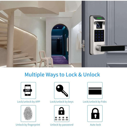 HARFO A01 Fingerprint Touchscreen Keyless Smart Lever Door Lock Satin Nicke App