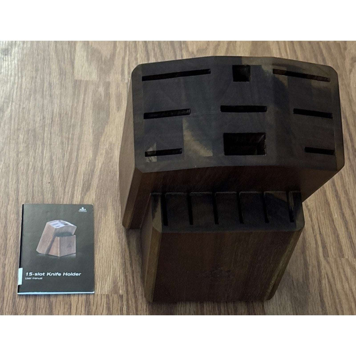 ENOKING Acacia Wood 15-Slot Universal Knife Block Knife Holder