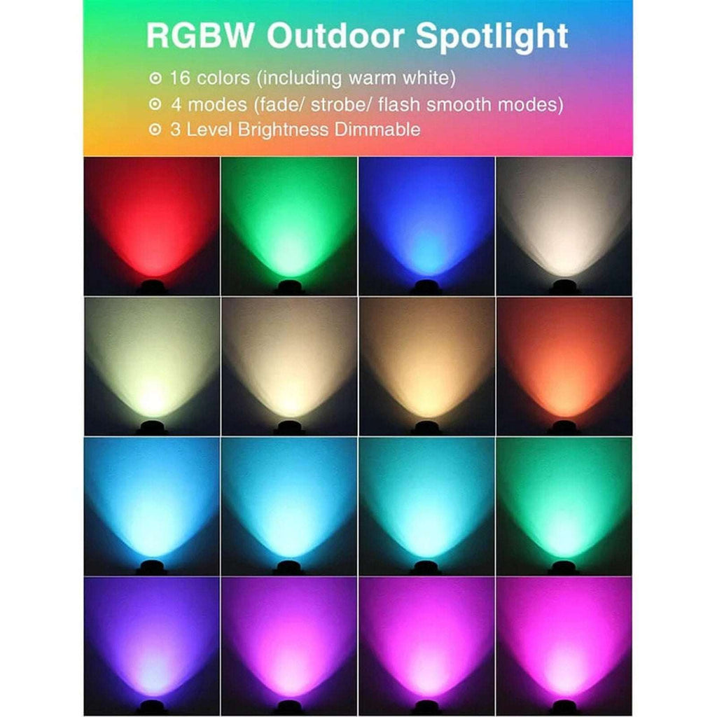 SUNVIE 4 Pack RGBW 12W Outdoor Waterproof Landscape Spotlights Plug-In w/ Remote