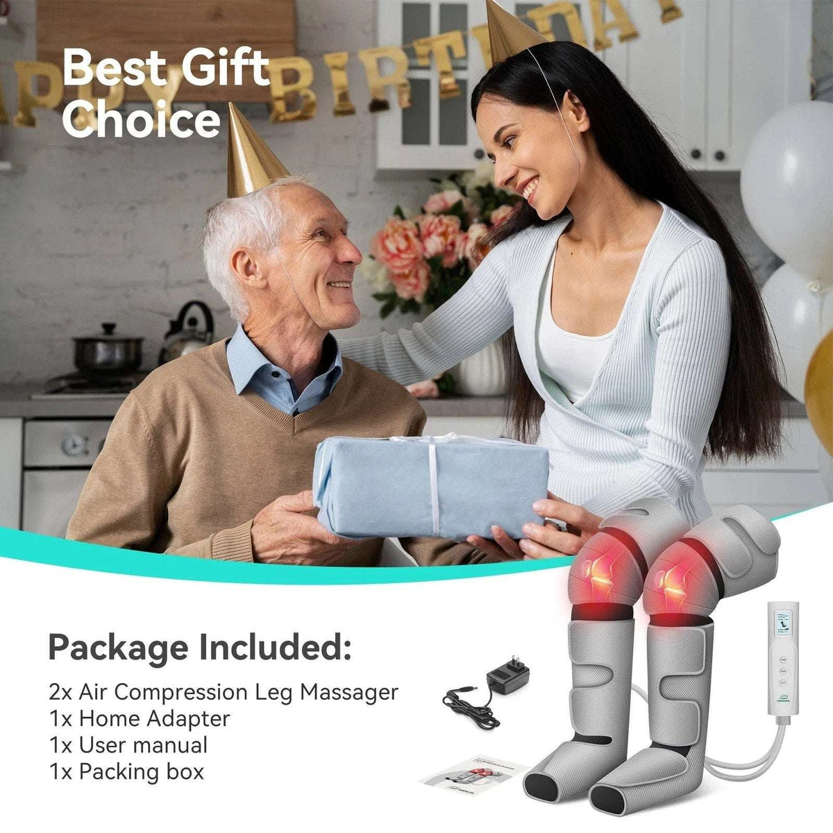 Snailax Air Compression Leg Massager with Heat Thighs, Calf, Knee, Foot Massager