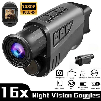 1080P Night Vision Monocular 16X Digital Zoom Infrared IR Goggles 12MP Hunting