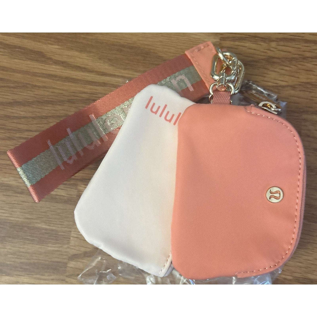 Lululemon Dual Pouch Wristlet Wordmark Melon/Peach, Light Pink with Gold