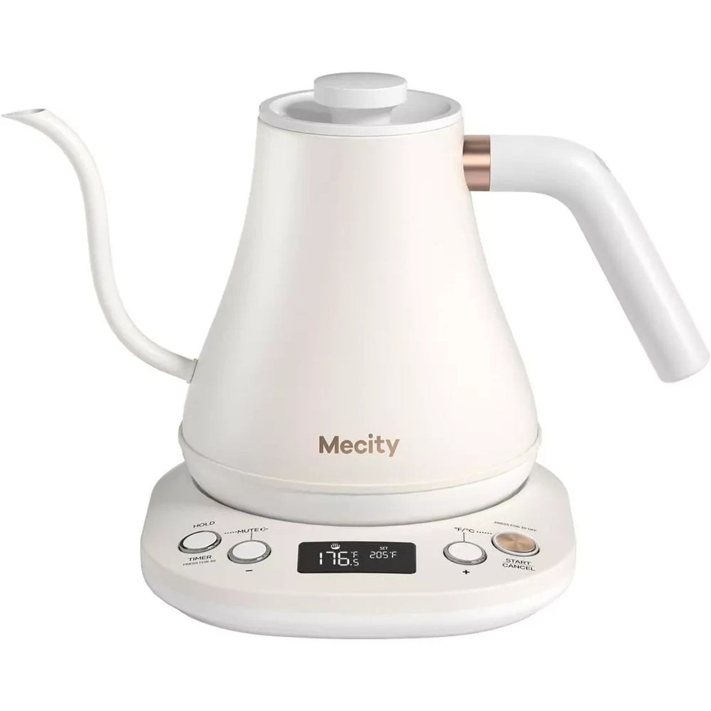 MECITY Electric Stainless Gooseneck Kettle 1200W, Precision Temp Control, White