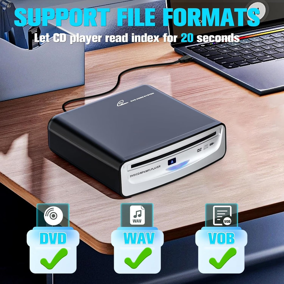Portable External USB & Bluetooth Car DVD CD MP4 MP3 Player Plug & Play SX2800A