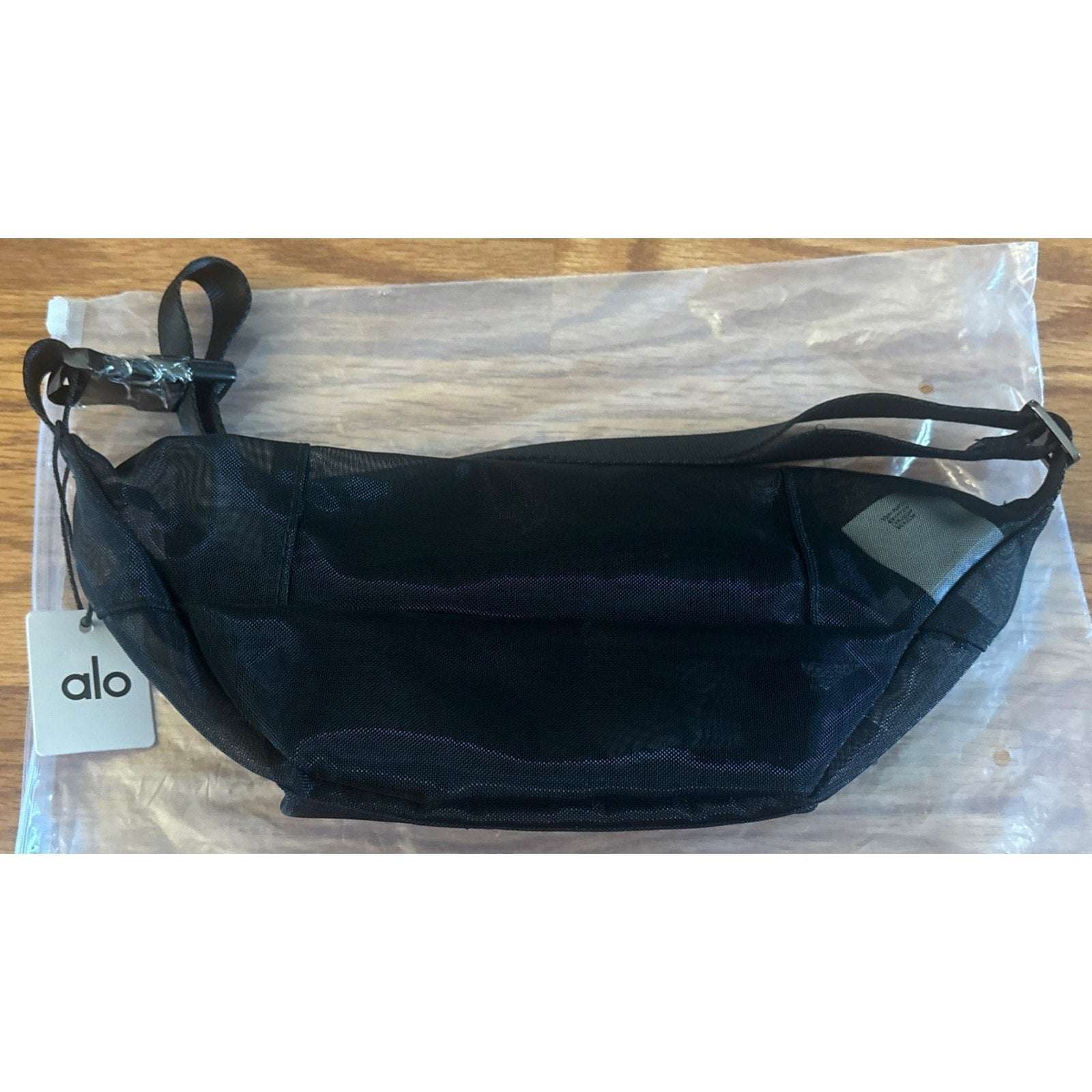 Alo Yoga Black Sheer Mesh Fanny Pack Belt Bag Crossbody