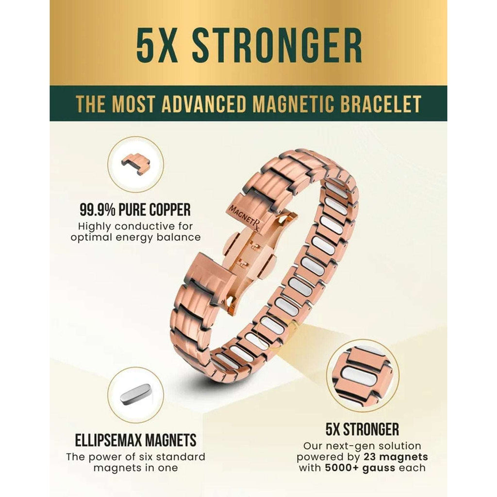 MagnetRX EllipseMAX 5X Strength Copper Magnetic Bracelet
