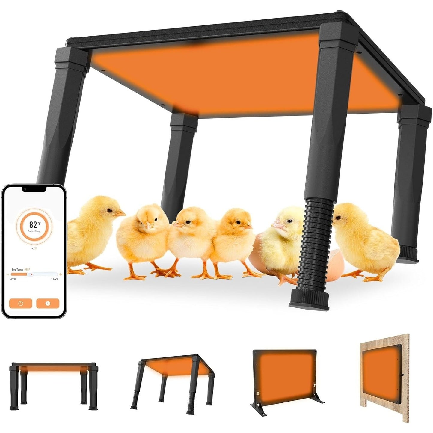 SAFE 120W Chicken Coop Heater & Brooder Radiant Heat w Thermostat & App Control