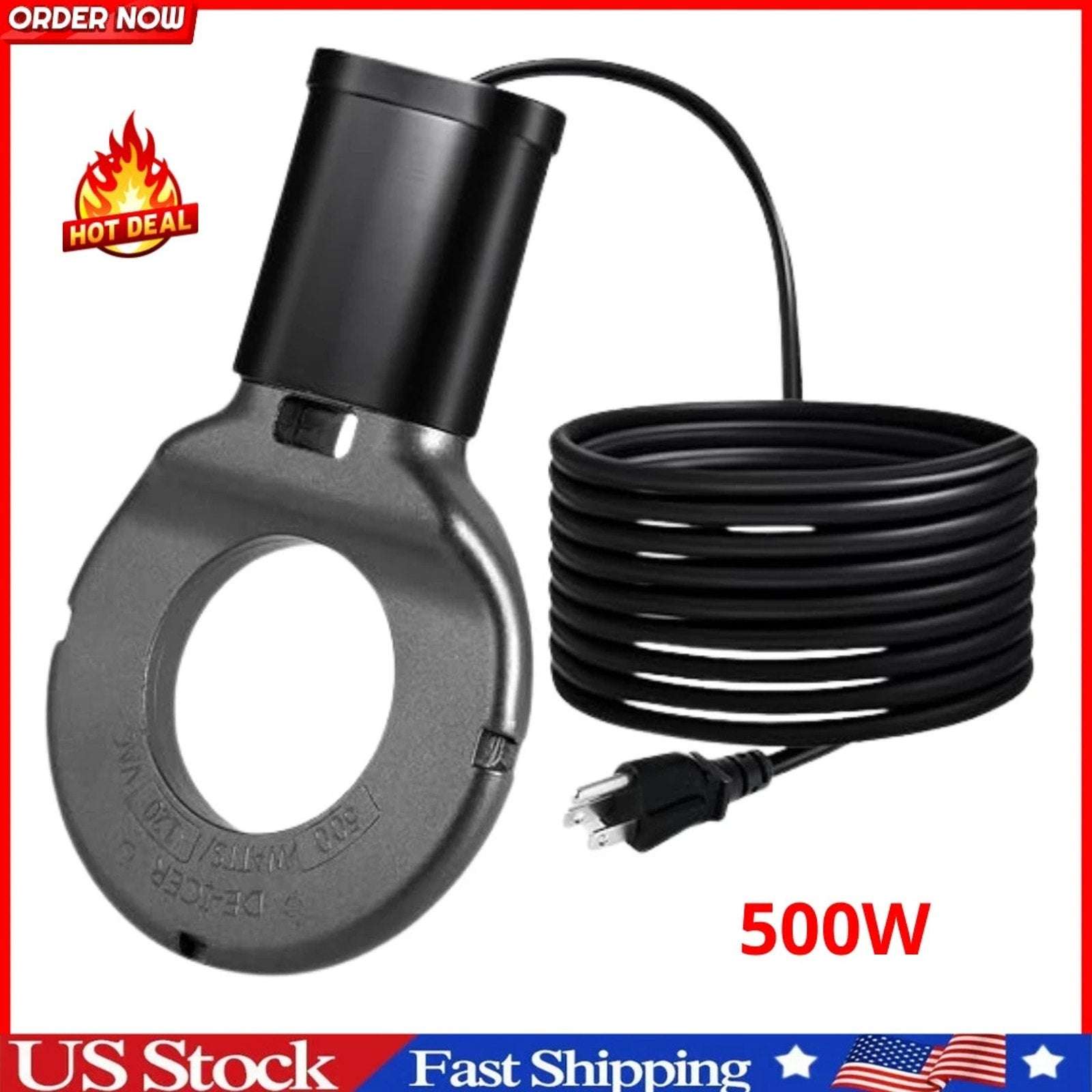 500W Utility De-Icer Submergible Chicken Water Heater for Farm Livestock Cast