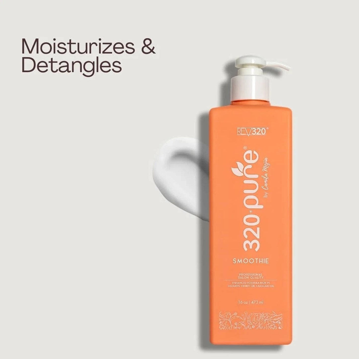 320PURE SMOOTHIE Leave In Conditioner 100% Pure Extracts Frizz Control 16oz Pump