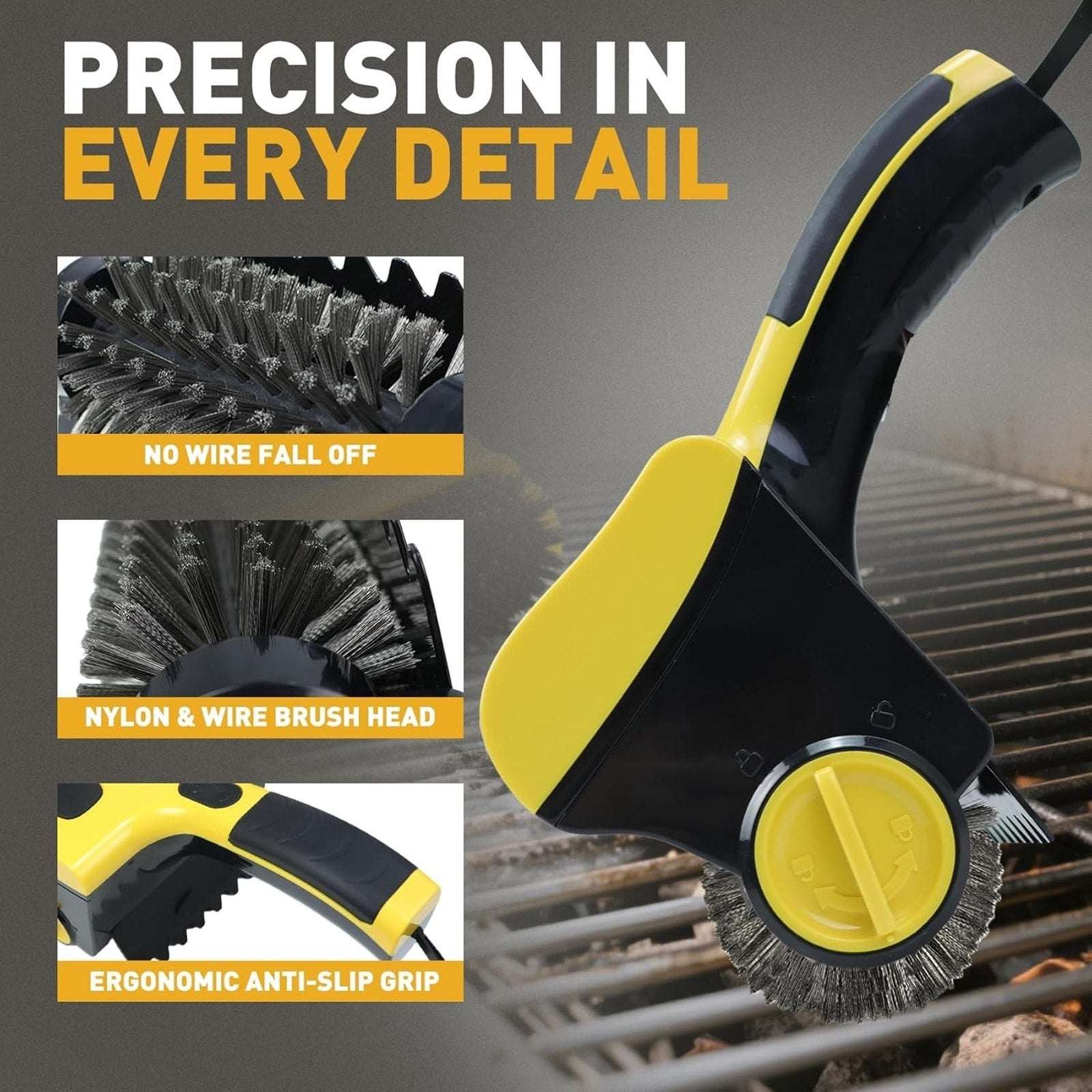 Rechargeable Electric Grill Brush Scrubber Cordless Sprayer 360° Rotary Cleaner