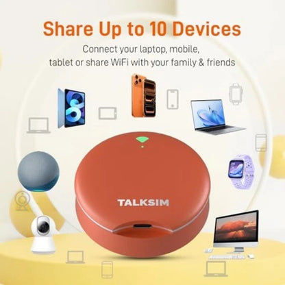TALKSIM UFO Mobile Hotspot 1GB/Month WiFi 6 4G LTE Portable Up to 10 Devices