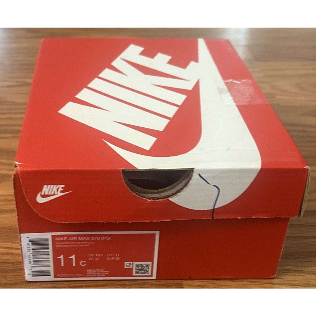 Kids Nike Air Max 270 (PS) Low Black White AO2372-001 Preschool Size 11c