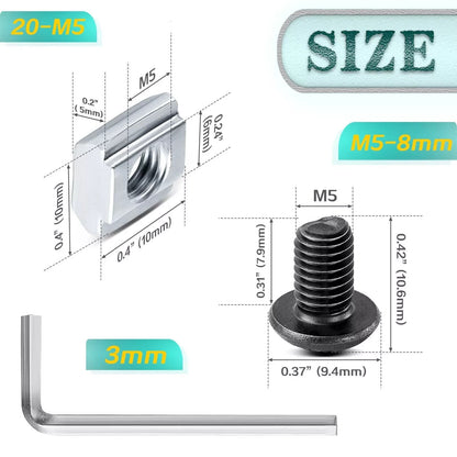 28 Sets 2020 Aluminum Extrusion Corner Bracket T Slot Corner Bracket Screws Nuts