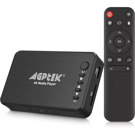 AGPTEK HDMI 4K Digital Multimedia Player HDMI/VGA-Output w/ Remote Control READ