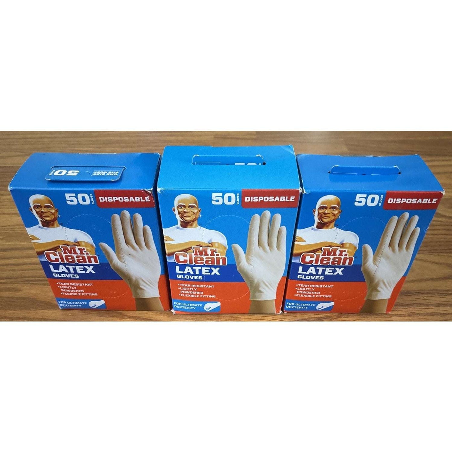 Mr Clean Disposable Tear Resistant Flexible Fit Latex Gloves 3 Pack (50ct each)