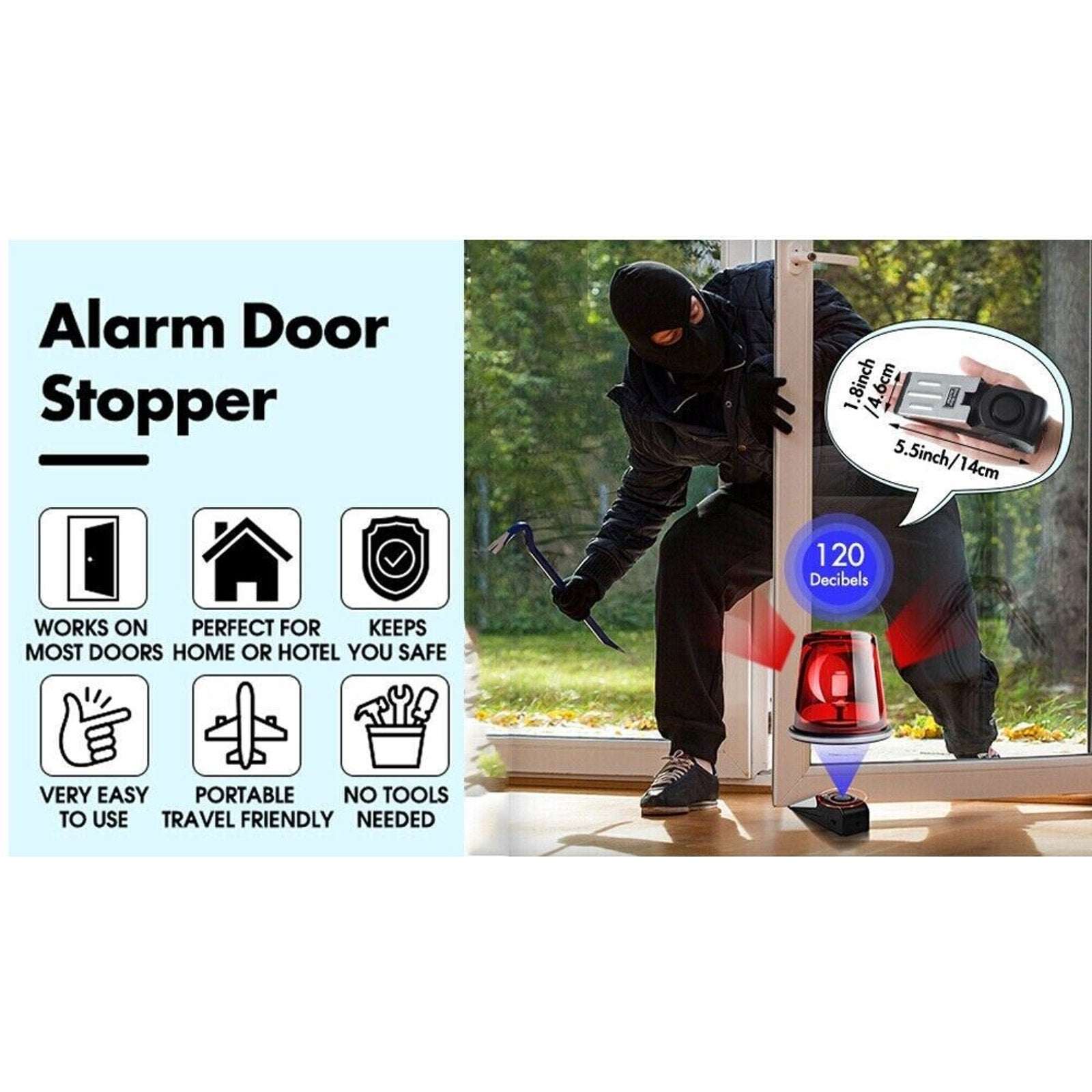 Wireless Travel Door Stop Alarm Portable Security Alert Wedge Stopper Hotel Safe