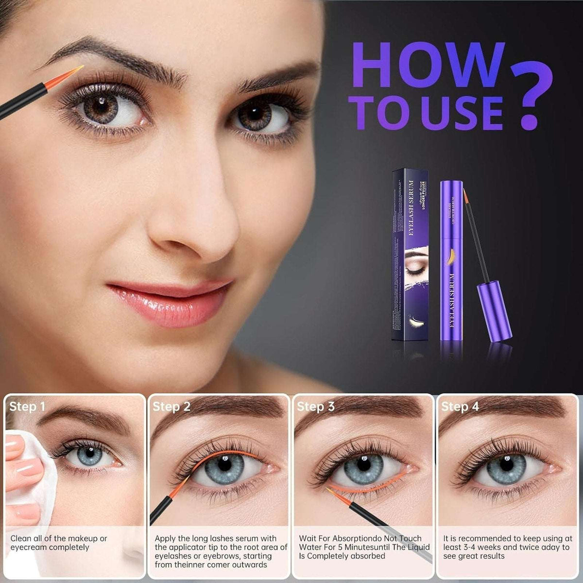 Rapid Eyelash Growth Serum for Thicker, Longer & Stronger Lashes & Brows