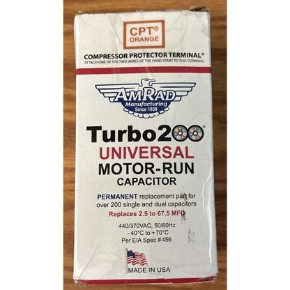 AMRAD Turbo 200 Universal Motor Run Capacitor 2.5 to 67.5 MFD 440/370VAC